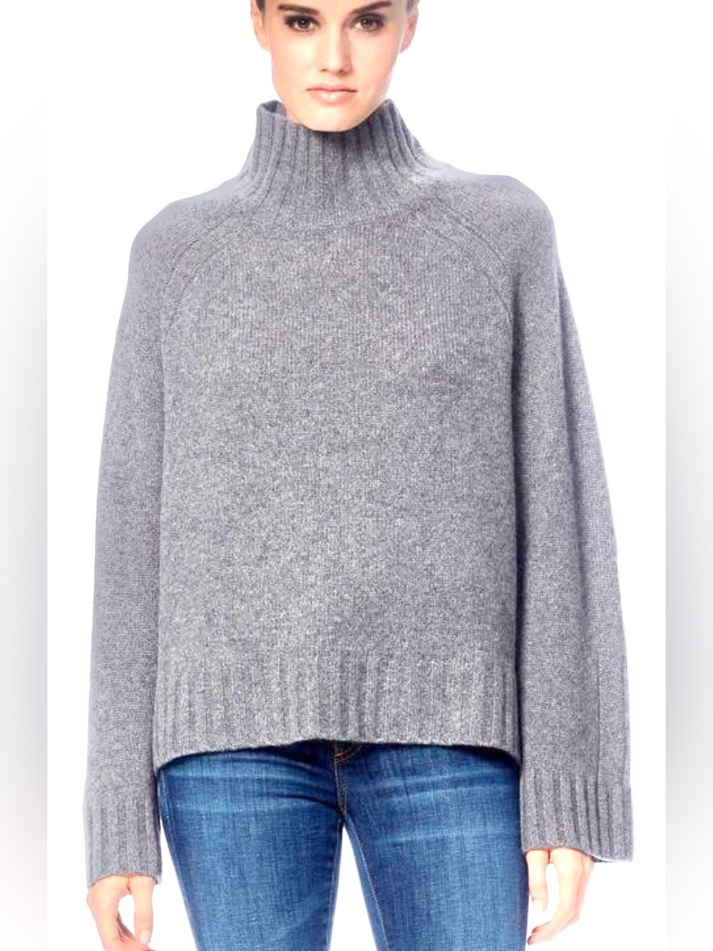 Skull Cashmere 100% Cashmere Mock Turtleneck Sweater Gray Size M